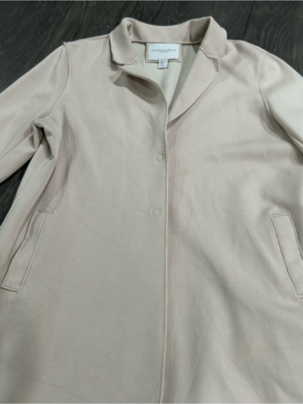Carolina Belle Montreal Beige Off White Long Jacket Cardigan Over Coat Snap XL - Picture 2 of 7
